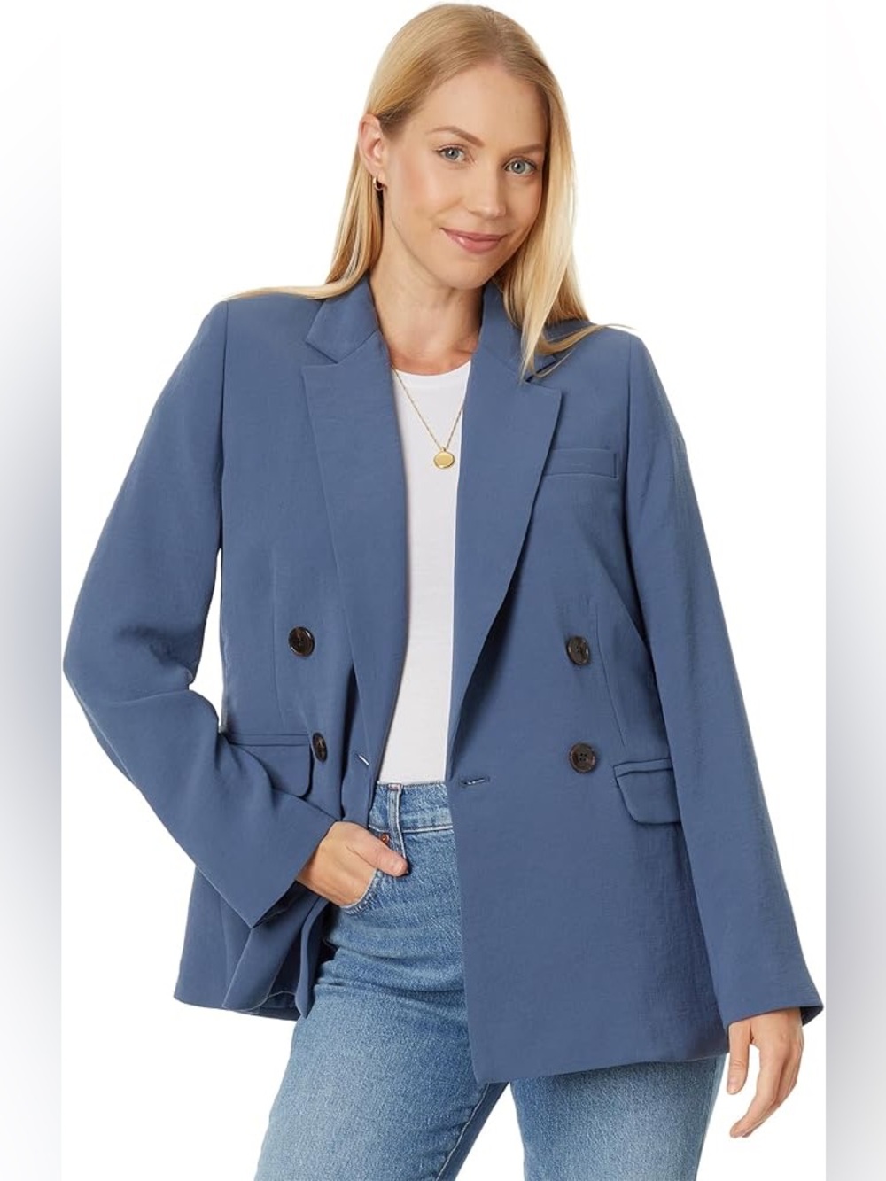 Madewell Blue Double Breasted Blazer Size 2 Structured Work Office Jacket